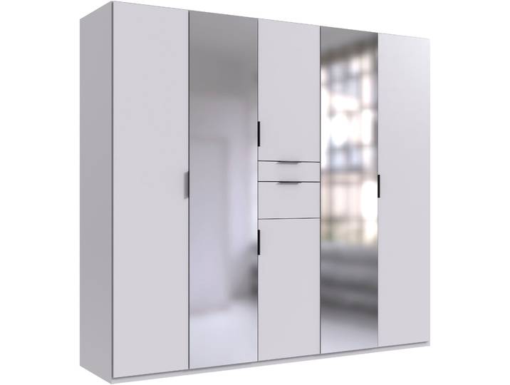 Drehtürenschrank WIMEX Moldau Kleiderschrank mit Spiegel Schlafzimmerschrank , weiss (weiß), B:225cm H:208cm T:58cm, Holzwerkstoff, Schränke, Drehtürenschrank