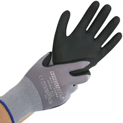 FRANZ MENSCH Hygostar Stretch-Strick-Handschuh ERGO FLEX Nitril-PU-Beschichtung, schwarz, Größe L