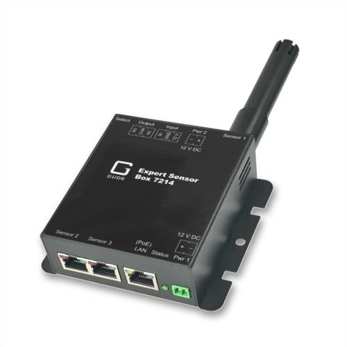 GUDE 721413 Expert LAN-Sensor für Temperatur, Luftfeuchte, Luftdruck und I/O-Monitoring, PoE