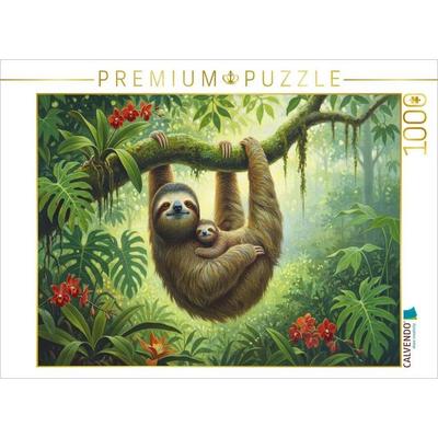 CALVENDO Puzzle Faultier mit Jungtier im Baum | 1000 Teile Lege-Größe 64x48cm Foto-Puzzle für glückliche Stunden