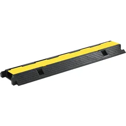 DELUKE Kabelbrücke LOTA 2 Kanäle Gummi 100x35x7 cm | Überfahrschutz Bodenschwelle Kabelkanal Rampe für PKW & LKW
