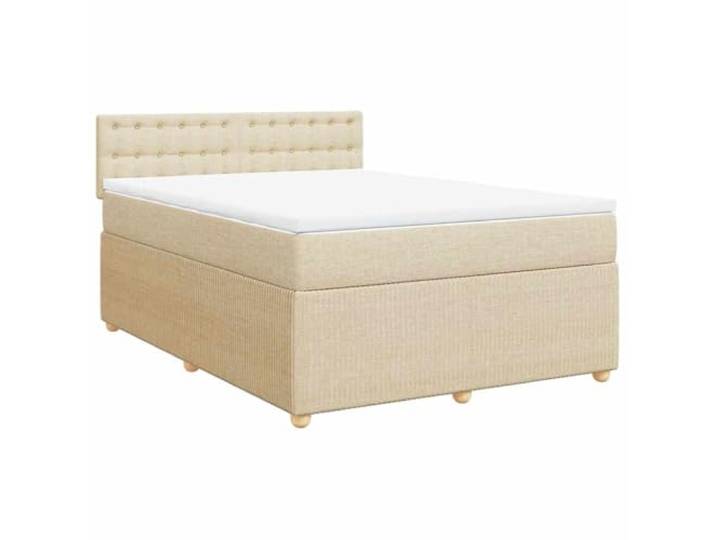 KKgypkn Boxspringbett Stoff Creme 140x200 cm mit Taschenfederkernmatratze und Lattenrost