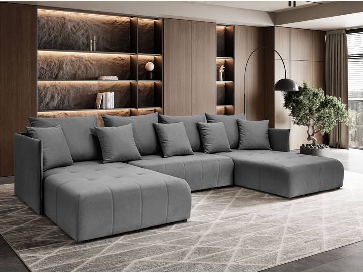 Kaiser Möbel Ecksofa, Sofa U form, Couch U form Hannover U stoff Castel Grau