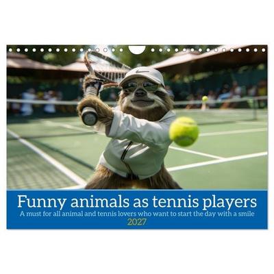 Funny animals as tennis players (Wall Calendar 2027 DIN A4 landscape), CALVENDO 12 Month Wall Calendar
