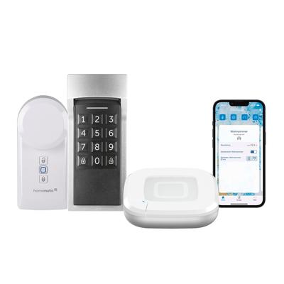 HOMEMATIC IP Smart-Home-Zubehör "Starter Bundle Zutritt + Keypad", weiß, B:31cm H:12cm T:37cm, Smart-Home-Stationen