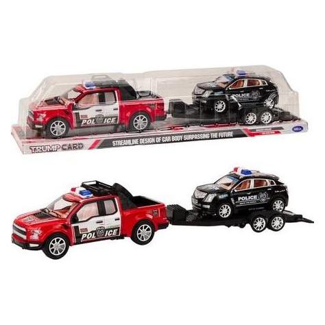 Lean Toys Polizei stellt Polizei-Pickup-Truck mit Anhängeranhänger auf (58214703)