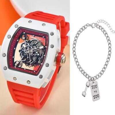 ModernMart Luxury Quartz Mens Watch Waterproof Minimalist Fashion Wristwatch red