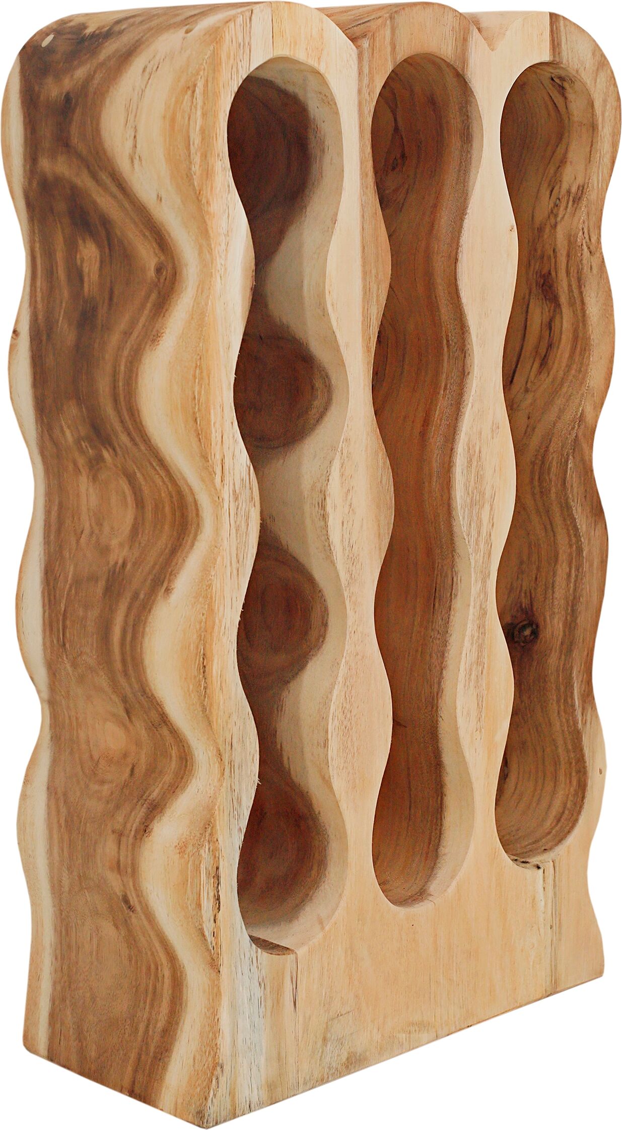 Weinregal SIT "Hakone aus Suarholz mit Flaschenhalter & Naturmaserung", beige (natur), B:39cm H:66cm T:18cm, Massivholz, Regale, Weinregal, Sichtbare Holzmaserung trifft funktionales Flaschenhalter-Design natur B/H/T: 39cm x 66cm x 18cm, Für 12 Flaschen
