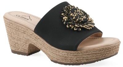 Women's Birkley Wedge Sandal by Cliffs in Black Nubuck (Size 9 M)