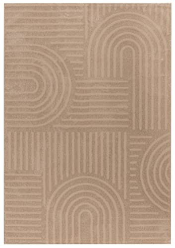 Tesso Living Loper Vloerkleed Beige - Laagpolig Boho Geometrisch Tapijt - 80 x 150 cm