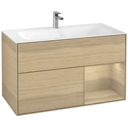 Villeroy und Boch Finion Waschtischunterschrank G040PCPC 99,6x59,1cm, Emotion, Regal rechts Oak Veneer, Oak Veneer