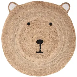 Atmosphera, Kinderteppich, Jute-Teppich, Bärenkopf D.100, mittelbeige (100 cm)