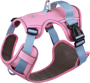Uplift Curations Breathable Reflective Dog Harness Vest Adjustable Nylon Pet Training Harness For Small, Medium & Large Dogs pink m