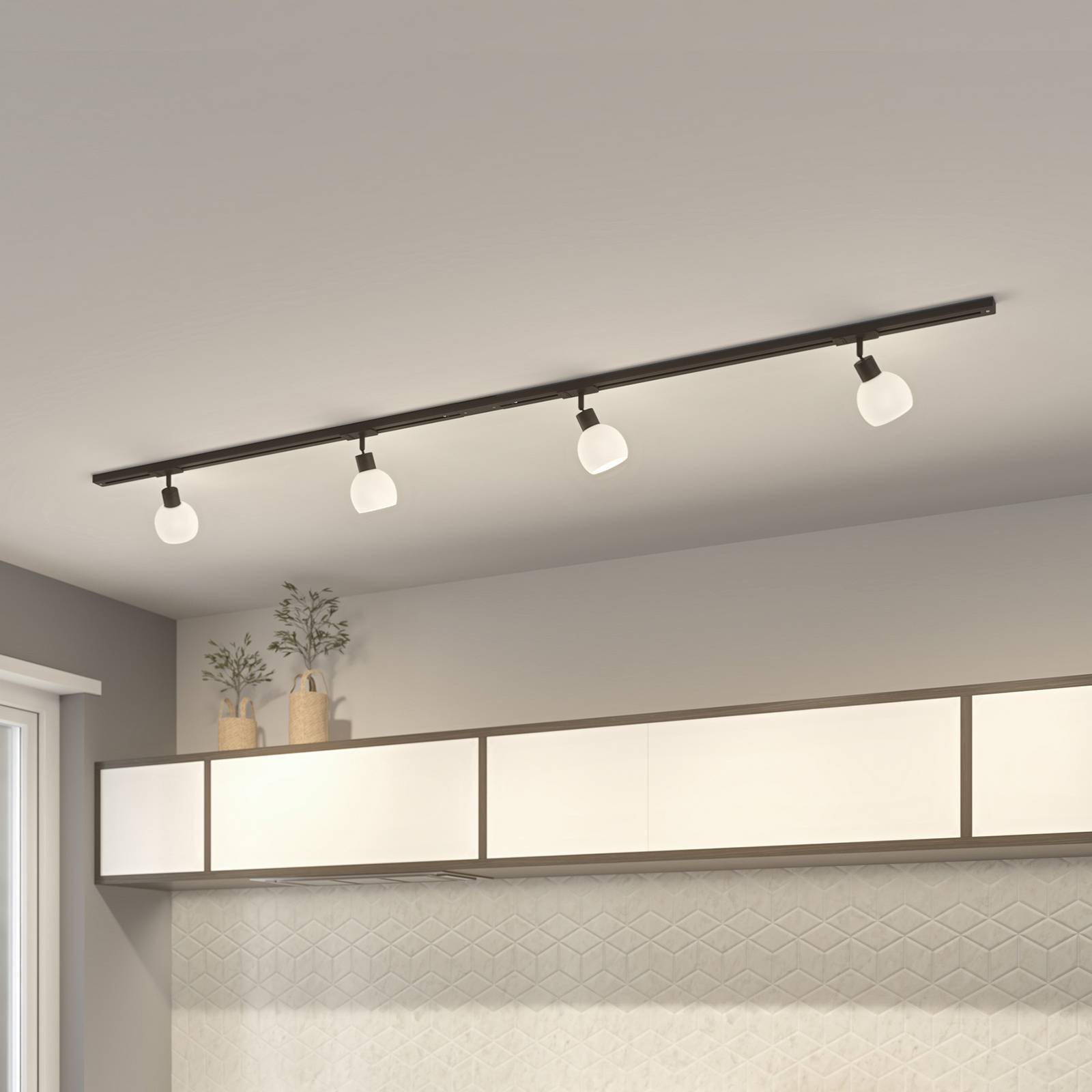 Lindby 1-Phasen-Schienensystem Linaro, E14, 4-flg., schwarz Linaro Lindby, dimmbar, schwarz, für Wohn- / Esszimmer, Metall, Modern