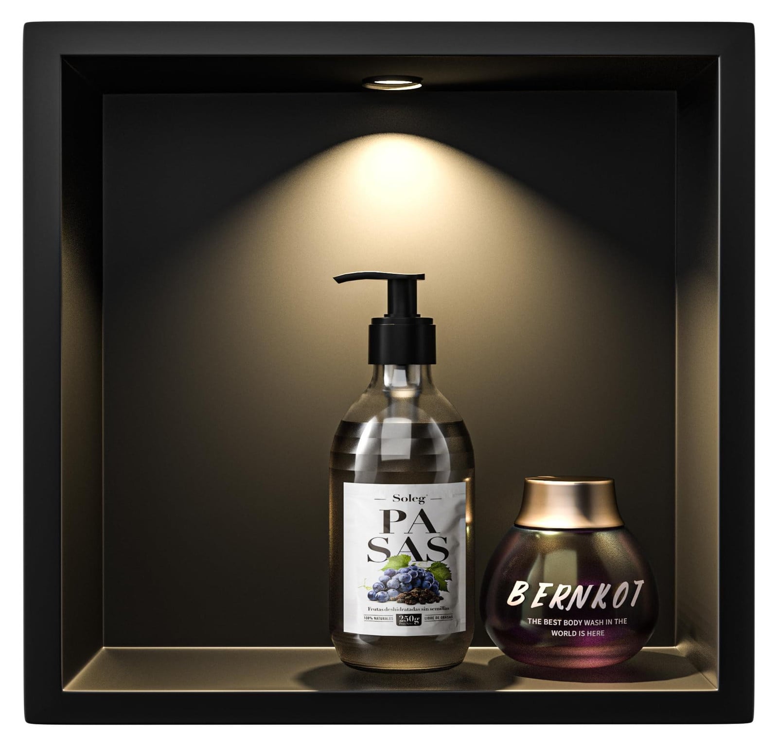 Dripio Wandniche met LED-verlichting, Rechthoekig, Matzwart