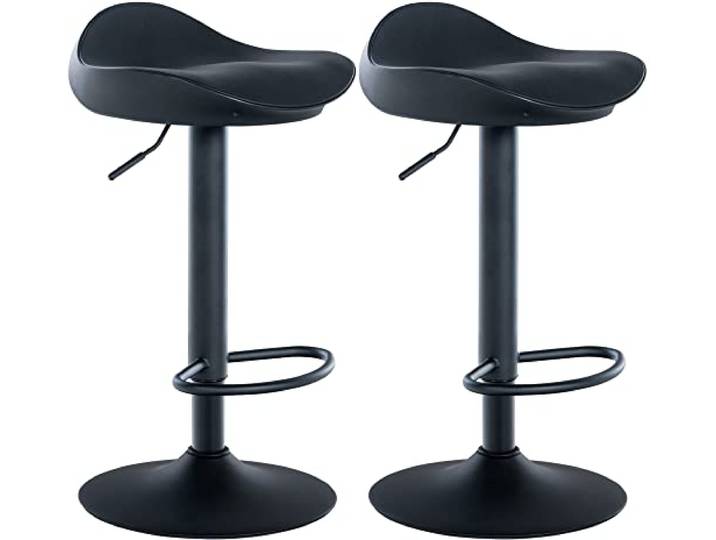 CLP 2er Set Barhocker Alisson - Höhenverstellbar Mit Fußstütze 360 Grad Drehbar - Tresenhocker Ergonomisch Farbe schwarz