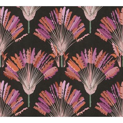 Vliestapete ARCHITECTS PAPER "Jungle Chic", bunt (schwarz orange lila), B:0,53m L:10,05m, Vlies, Tapeten, Palmentapete Tapete Dschungel Federn Tapeten Wohnzimmer Schlafzimmer