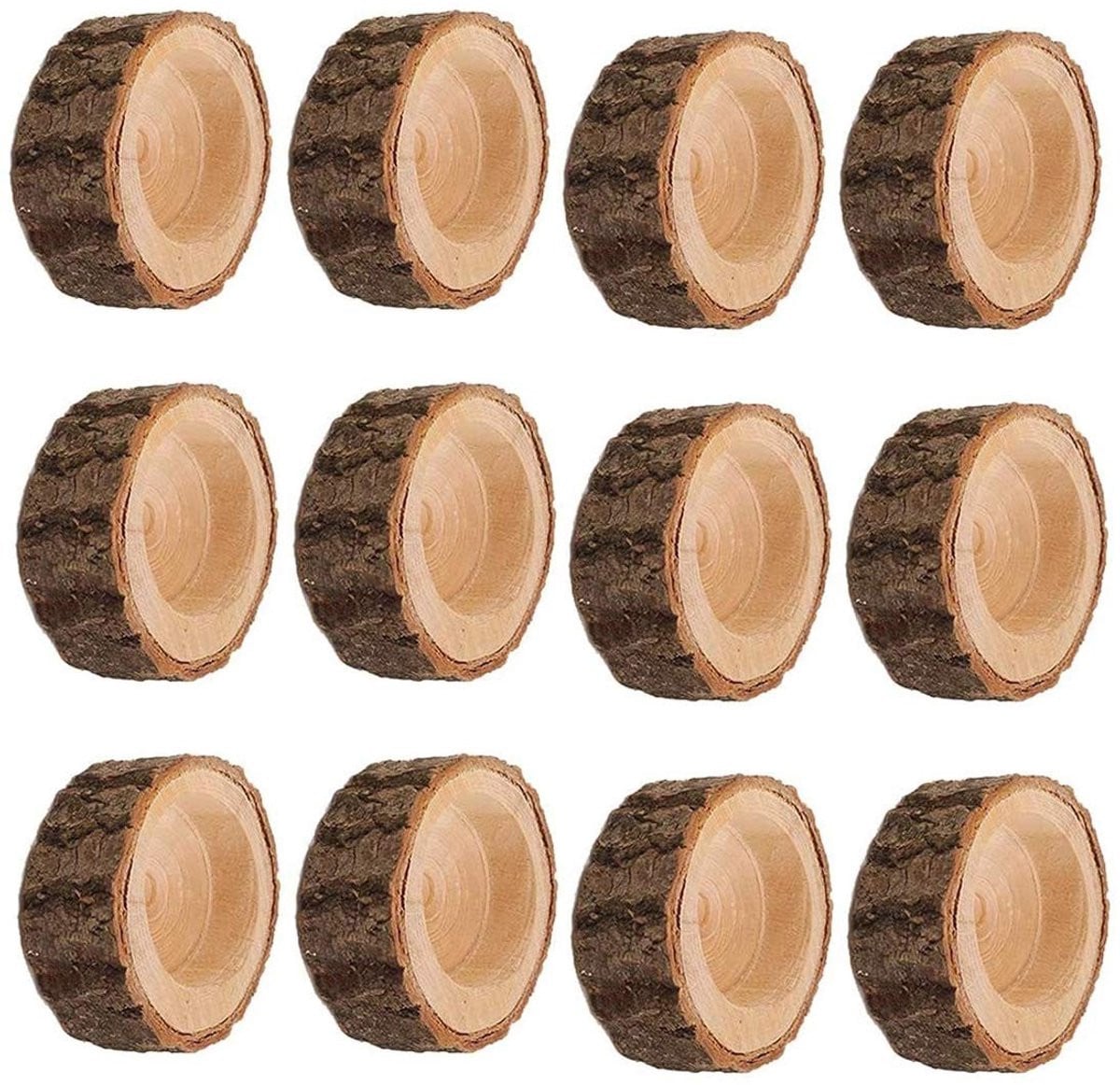 Solidchoice Houten Kaarsenhouder Set voor Theelichten - 12 Stuks