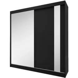 SCHWEBETÜRENSCHRANK Gaja 200/216/61 schwarz mit Spiegel