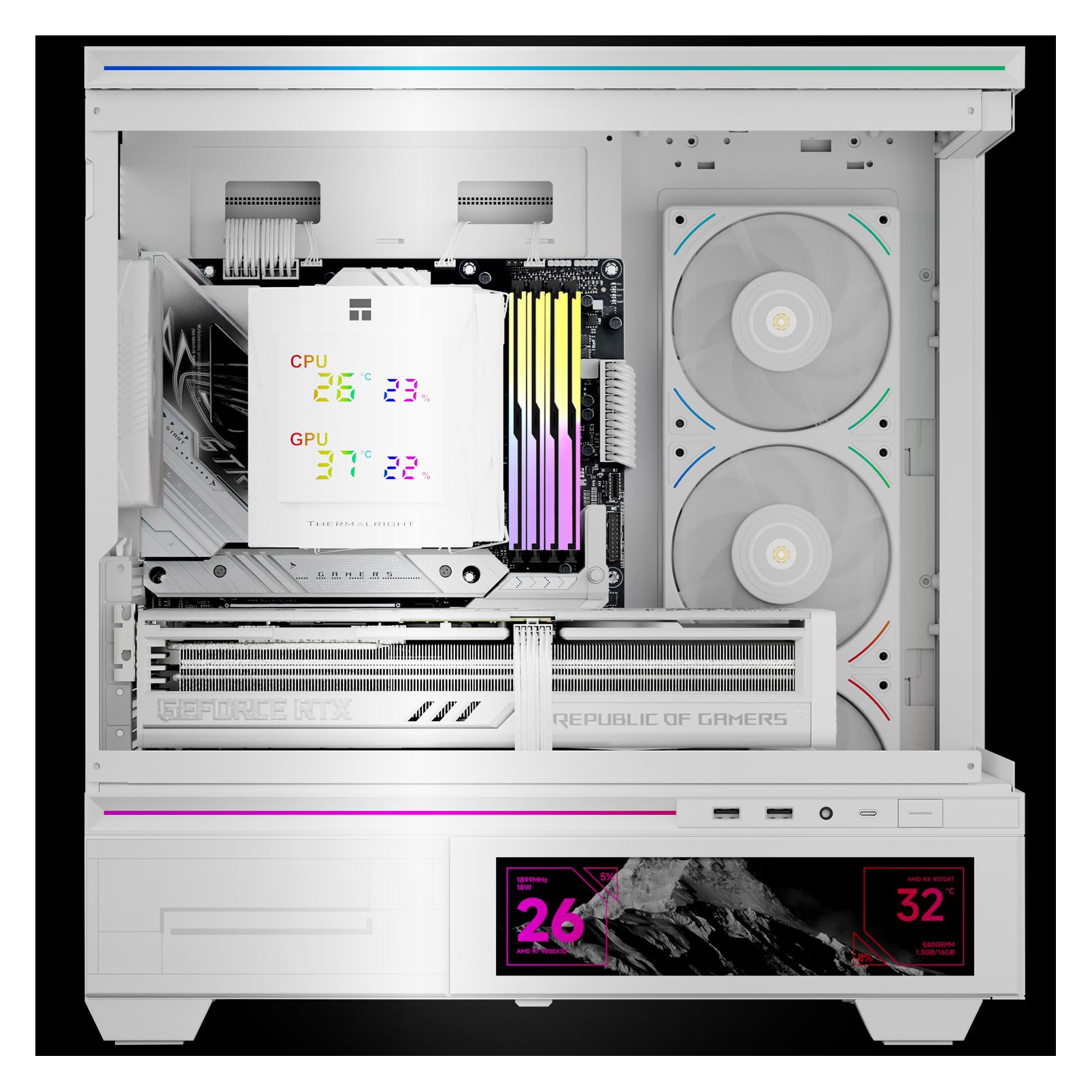 Thermalright Ventilateur pour processeur Royal Knight 120 Digital RGB (Blanc) (28 mm) (81425602043-5)
