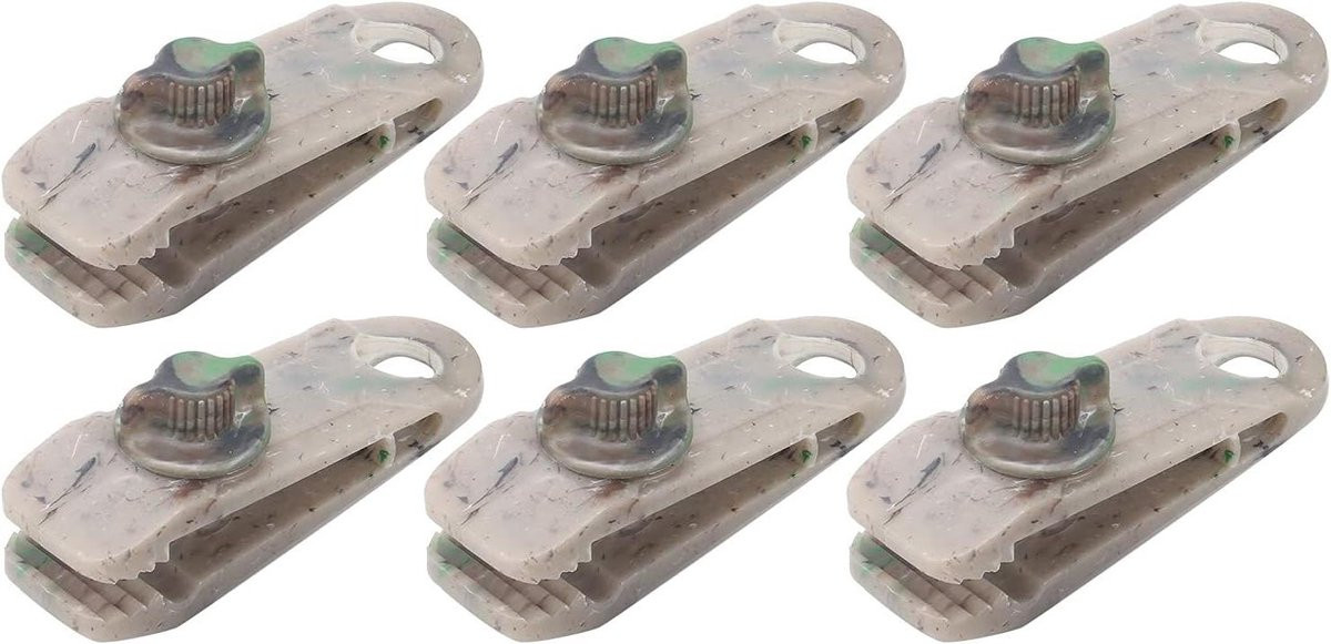 Merkloze Tarp Clips Tentbevestigingen in Camouflage met Tandwielvormige Grip, 8 cm Lengte