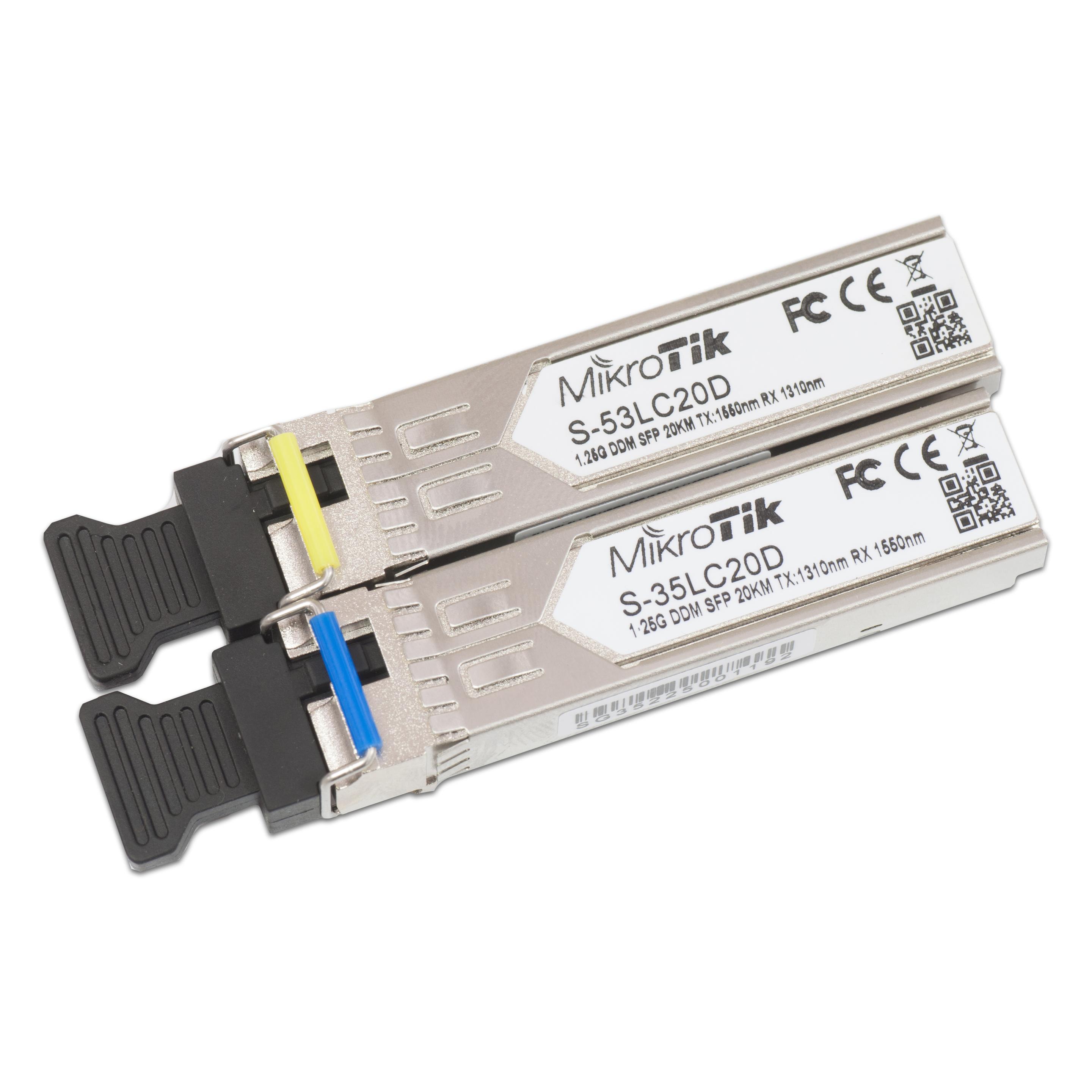 MikroTik S-3553LC20D 1.25G SFP 1xLC (SM) 1310nm1550nm 20km DDM für (MT S-3553LC20D)