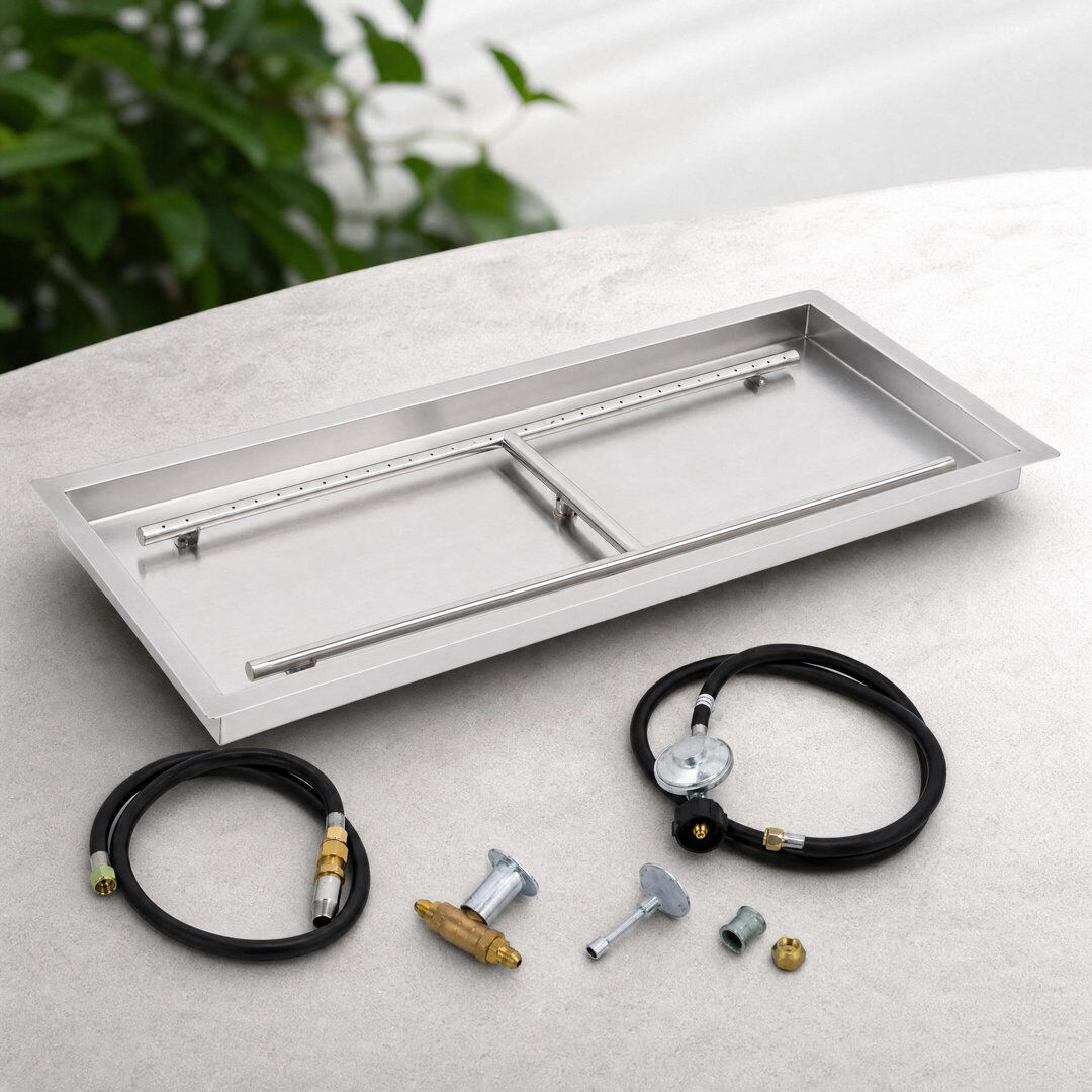 idealhouse Fire Pit Accessory Stainless Steel 2cm H x 32.5cm W x 12.5cm D