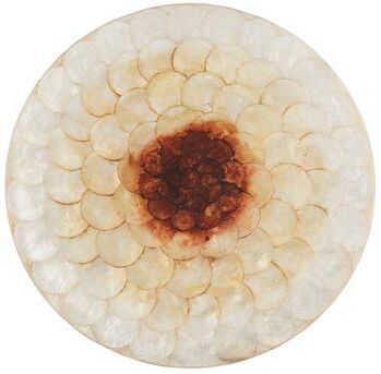 "Saro Lifestyle Capiz Shell Placemats (Set of 4) - Layered Shell Disc Design for Dining & Entertaining, 15"""
