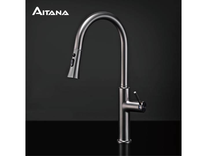 AITANA RITANA-Design d'évier de cuisine gris odor, poignée simple, eau chaude et froide, 3 fonctions, design moderne