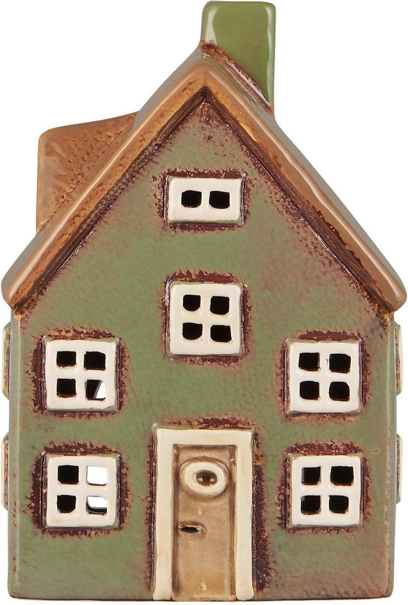 Ib Laursen Keramieken huisje waxinelichthouder groen