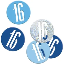 Konfetti blau & silber Zahl 16