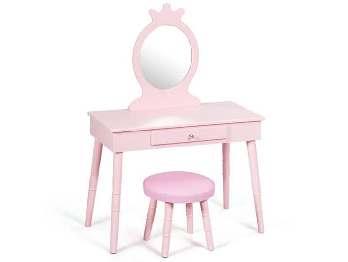 Coiffeuse enfant - HELLOSHOP26 - Modèle avec miroir - 1 tiroir - 70 x 34 x 101 cm - Confortable