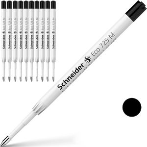 Schneider Kugelschreiberminen Eco 725, 172511, Kunststoffmine, Strichstärke M, schwarz, 10 Stück