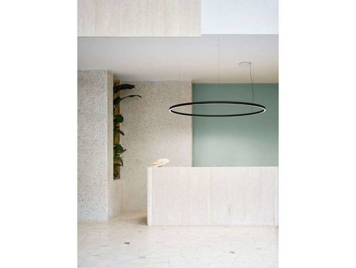 Compendium Circle LED Suspension Ø200 Black - Luceplan - Salle à manger - Aluminium - Anneau