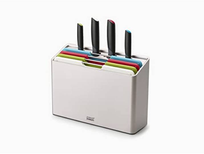 Joseph Joseph Plus 8-teiliges Messer-und-Schneidebrett-Set, 60198, Edelstahl, Groß