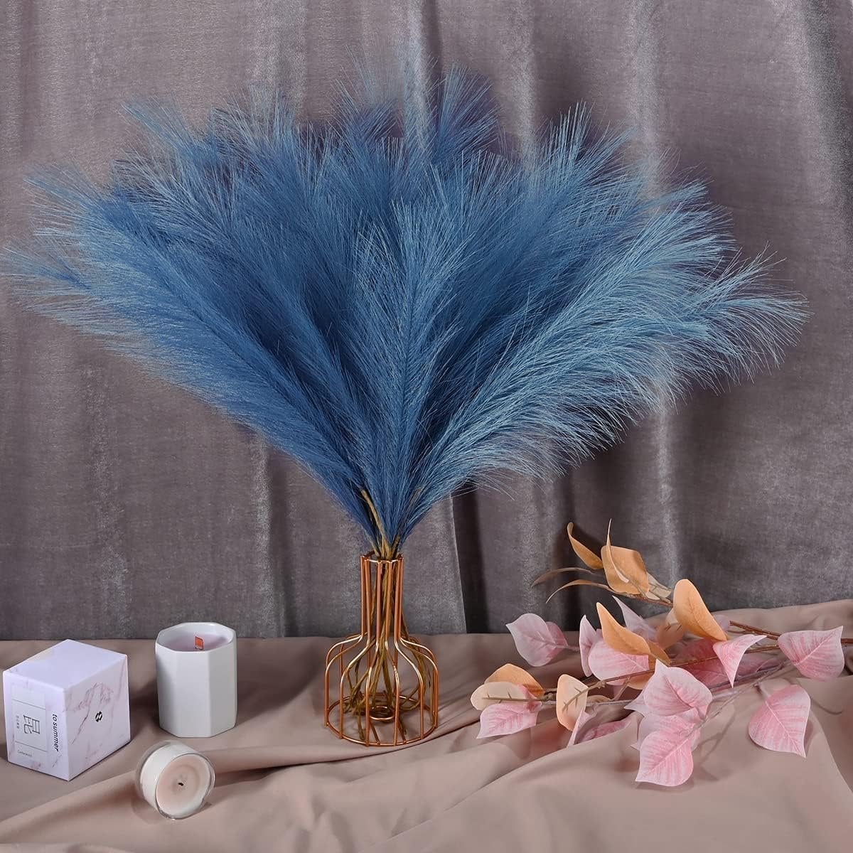 12 stuks Kunstmatig Pampasgras Decoratie 24 inch - Blauw