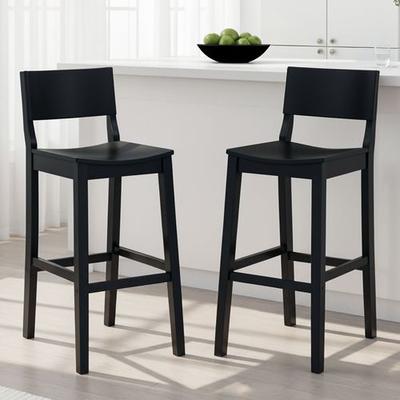 Linon Home Decor Products Johannes Bar Stools Matte Black Set of Two, Set of Two, Matte Black