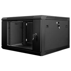 Lanberg WF01-6606-10B, Wandmontiertes Regal, 6U, 60 kg, Sperrschloss, Ablageschienen, Verbessertes Kabelmanagement