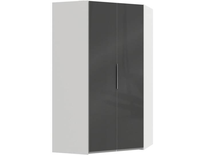 Eckschrank, Grau & Weiß, 120x216x120 cm, Holzwerkstoff, 8 Fächer, Modern, MID.YOU