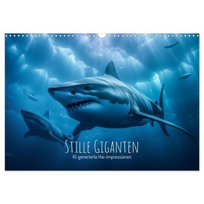 Stille Giganten - KI-generierte Hai-Impressionen (Wandkalender 2026 DIN A3 quer), CALVENDO Monatskalender