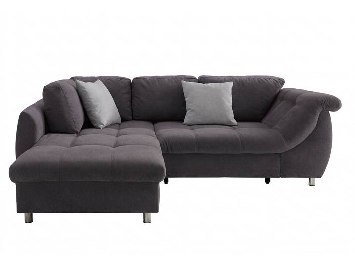 Ecksofa Schlafcouch L-Garnitur Bettkasten Ottomane links Mikrofaser Anthrazit / 17006