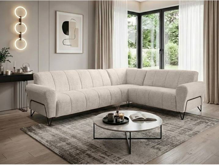 Beautysofa Ecksofa mit Metallbeine in Schwarz VOLARE L, ohne Schlaffunktion, mit höchstem Sitzkomfort
