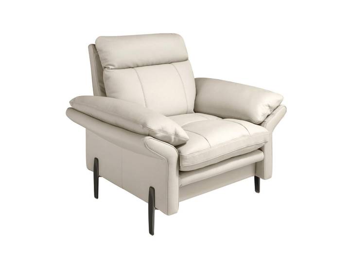 Angel Cerda Sessel 5194 aus taupegrauem Rindsleder, Taupe, Metall, Füllung: Polyurethan (PUR),Polyurethan (PUR),Polyurethan (Pur), Freiform,Freiform, 110x94x96 cm, Wohnzimmer, Sessel