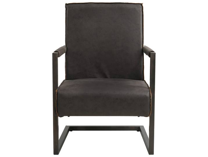 Sessel, Anthrazit, 62x84x70 cm, Lederoptik & Metall, Modern, MID.YOU