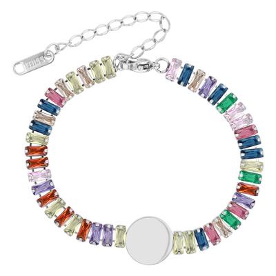 Armband ADELIA´S "Armband aus Edelstahl mit Zirkonia 18 cm", bunt (silber), Armbänder, Damen, 18cm, Edelstahl, Armband, Ein Geschenk, das Freude macht