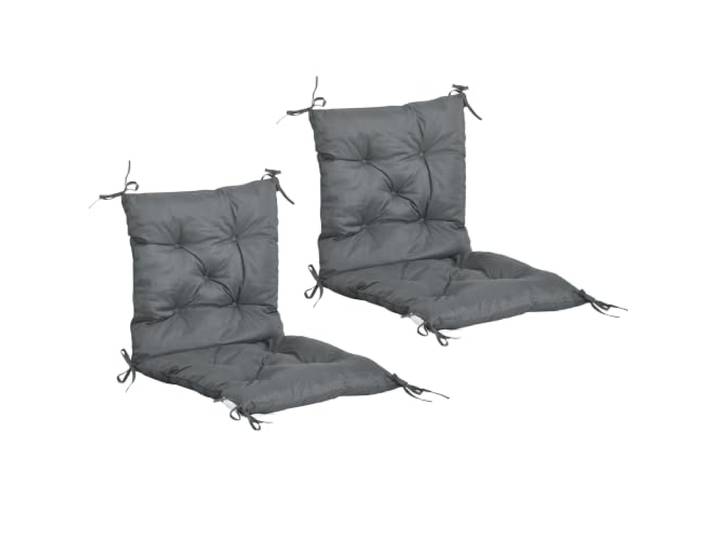 Outsunny Lot de 2 Coussins de Chaise d'Extérieur Dossier et Attaches\, Gris Galette de Chaise\, Coussins de Jardin\, pour Terrasse ou Balcon\, 98x50x8cm