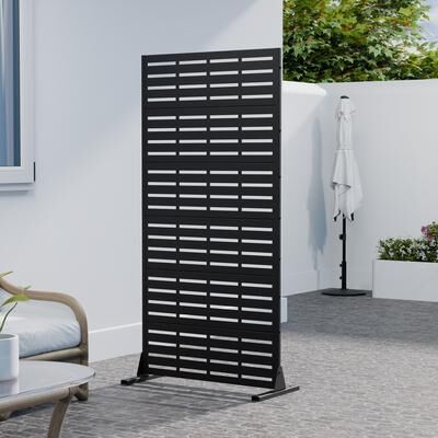 Lirago Metal Privacy Screen Freestanding Outdoor Divider Rust-Proof Galvanized Steel Decorative Fence Panel