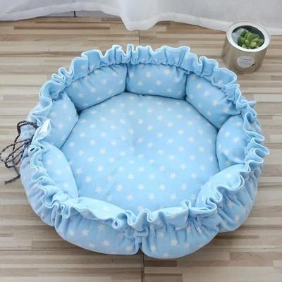 Uplifted Finds Plush Nesting Donut Pet Bed & Cushion Basket blue Star xl