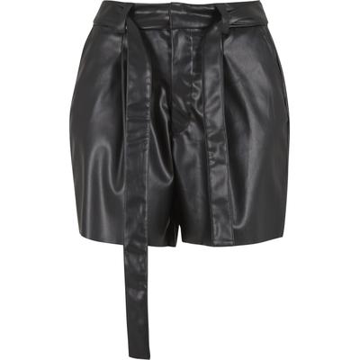 Shorts URBAN CLASSICS "Urban Classics Ladies Synthetic Leather Shorts", Damen, Gr. 27, Normalgrößen, schwarz, 100% Kunststoff, unifarben, skinny fit, Hosen Shorts