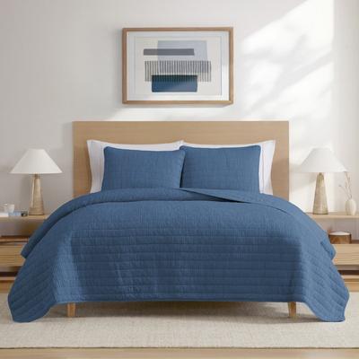 Swift Home Crinkle Texture Microfiber 3-Piece Quilt Set, Enzyme Washed, Oversized